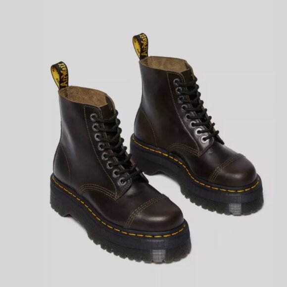 Dark Taupe - DR. MARTENS SINCLAIR ZIP UP ORLEANS LEATHER PLATFORM BOOTS MSRP$280 - Picture 16 of 16